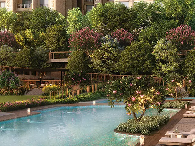 Lodha Massimo Baner — resort-style swimming pool and deck