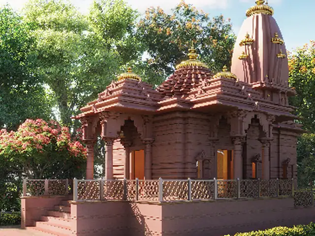 Lodha Massimo Baner — landscaped Ganesh temple in the gardens